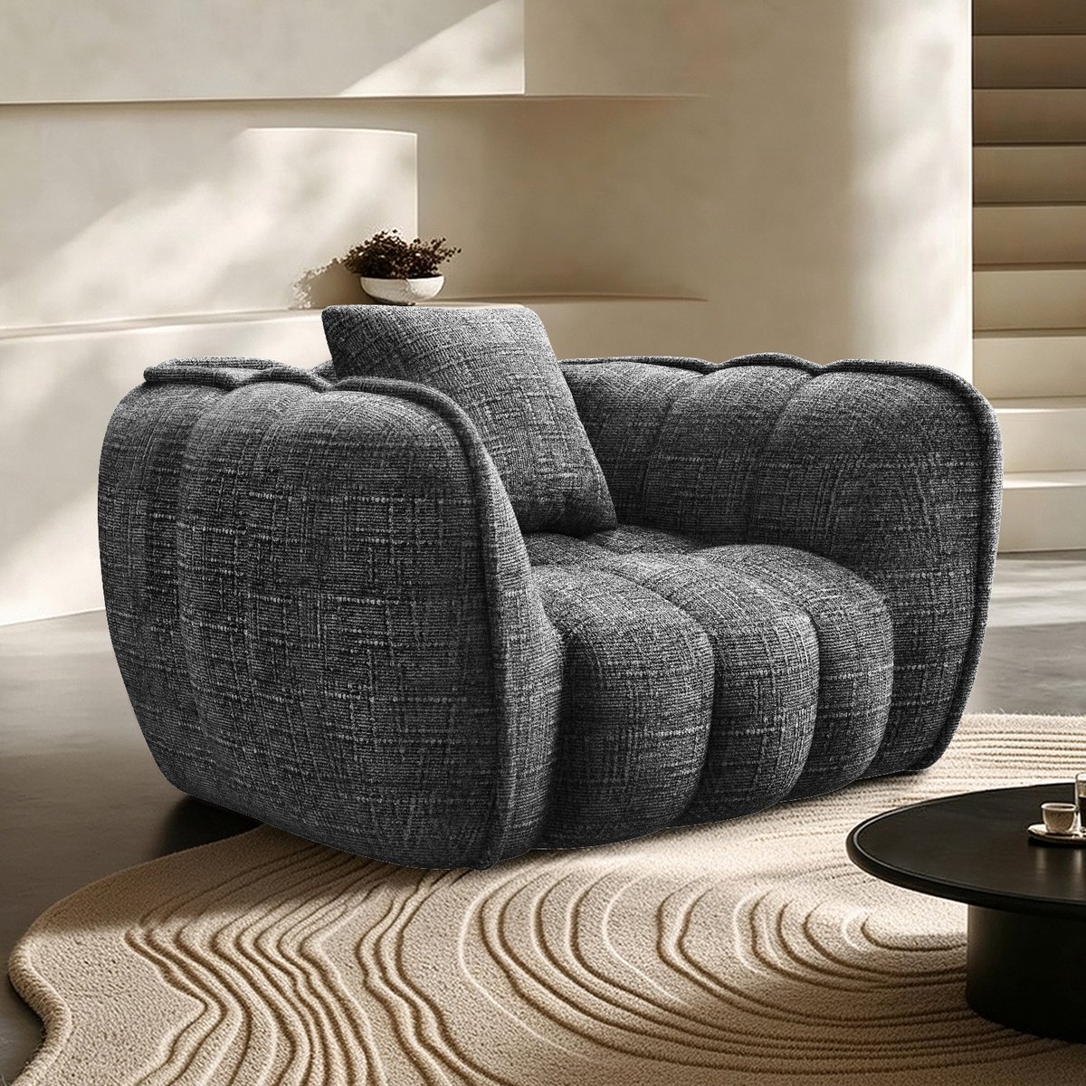 Lexzurn Zitzak - Wolk Zitzak voor Volwassenen - Zachte Lounge Fauteuil met Comfortabel Design - Moderne Relaxstoel voor Woonkamer, Slaapkamer en Gamingruimte - Zwart