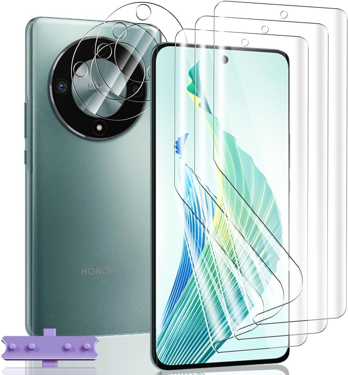 Displaybeschermfolie voor Honor Magic 6 Lite, flexibel, krasbestendig, HD, 3 stuks, zachte TPU-folie + 2 stuks camerabescherming, displaybeschermfolie voor Honor Magic 6 Lite