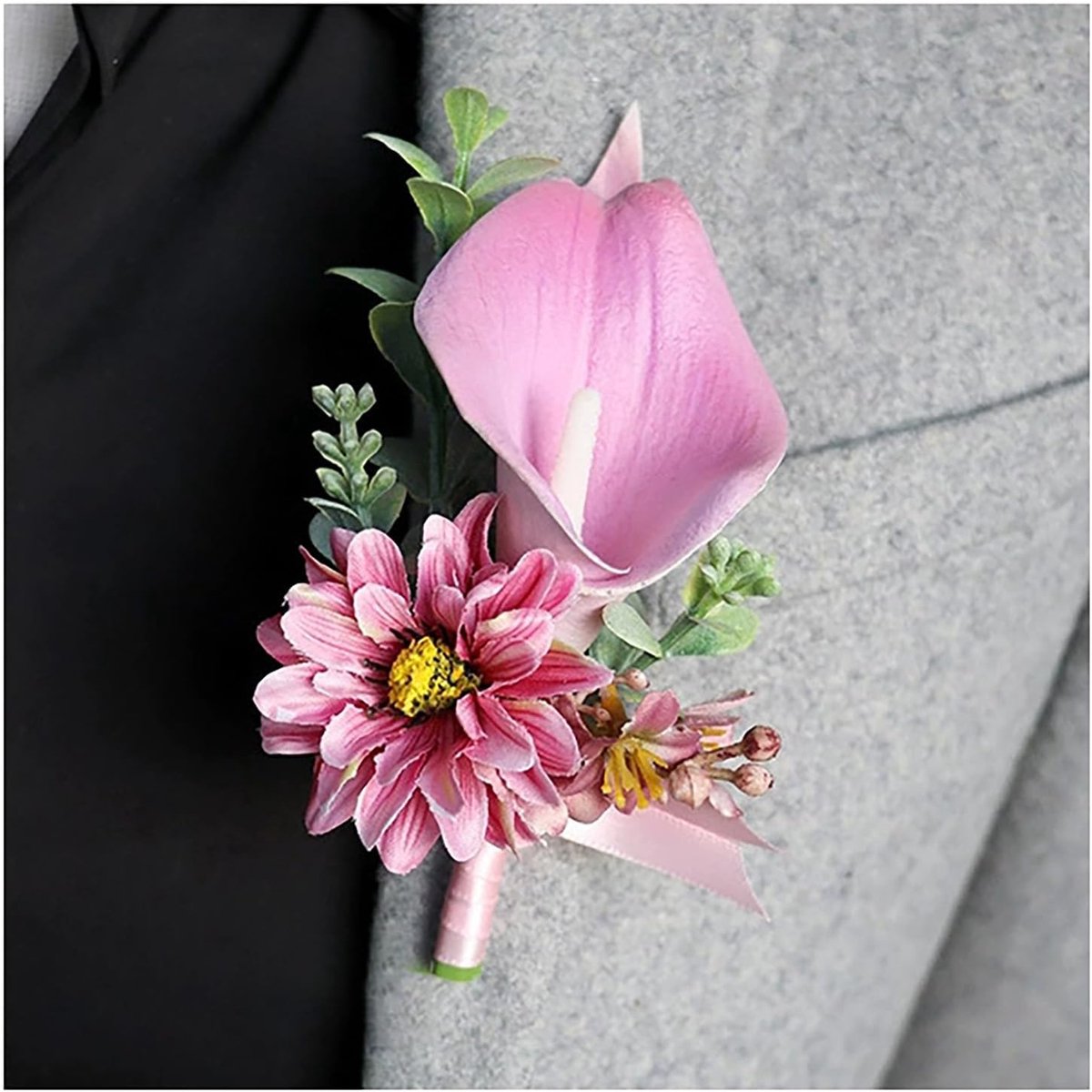 Lelies boutonnière bruiloft boutonnière kunstbloemen boutonnière bruid bruidegom reverssbloem bruiloftsbroche voor bruiloft feest prom perzik roze 2 stuks