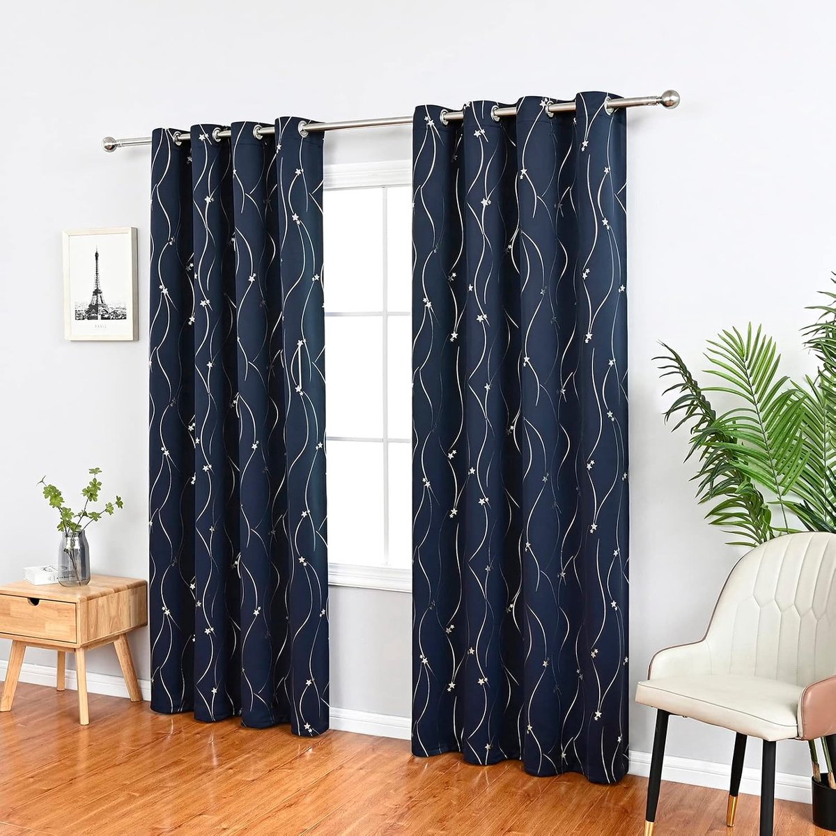 85% Schaduw Dubbelzijdig Matte Gordijnen 2PC Warm Zilver Ontwerp voor Kinderkamer Verduisterend Polyester 4 Maten (132 cm * 241 cm)