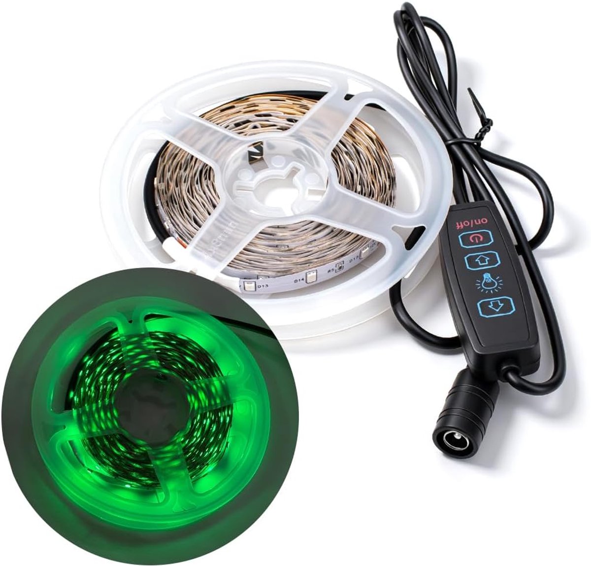 5M SMD LED Lichtstrook, 8mm Breedte 12V Groene 60LEDs/m Lichtstrook, DC Connector