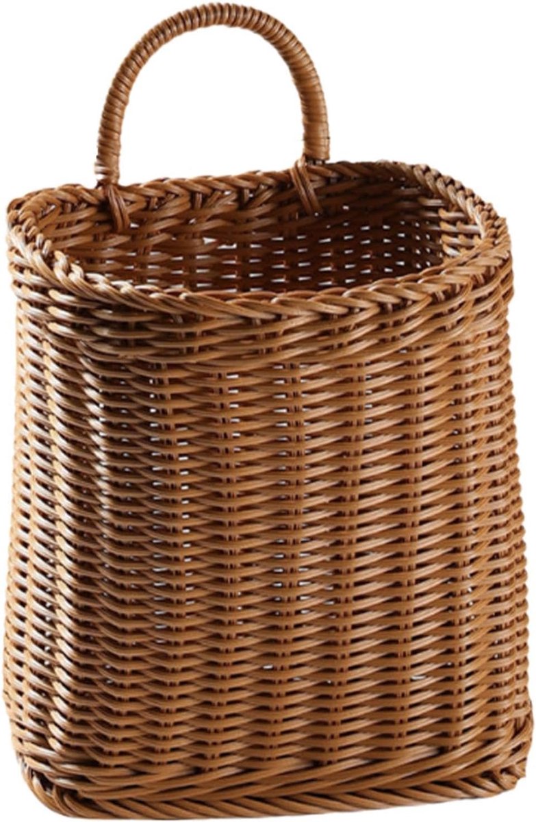Wandmand - 30 x 25 x 20 cm grote kunstmatige rotan groentehouder, elegante boerderij fruitbroodopslag, duurzame hangende bloemcontainer, rustieke wandgemonteerde organizer - voor keukendeur