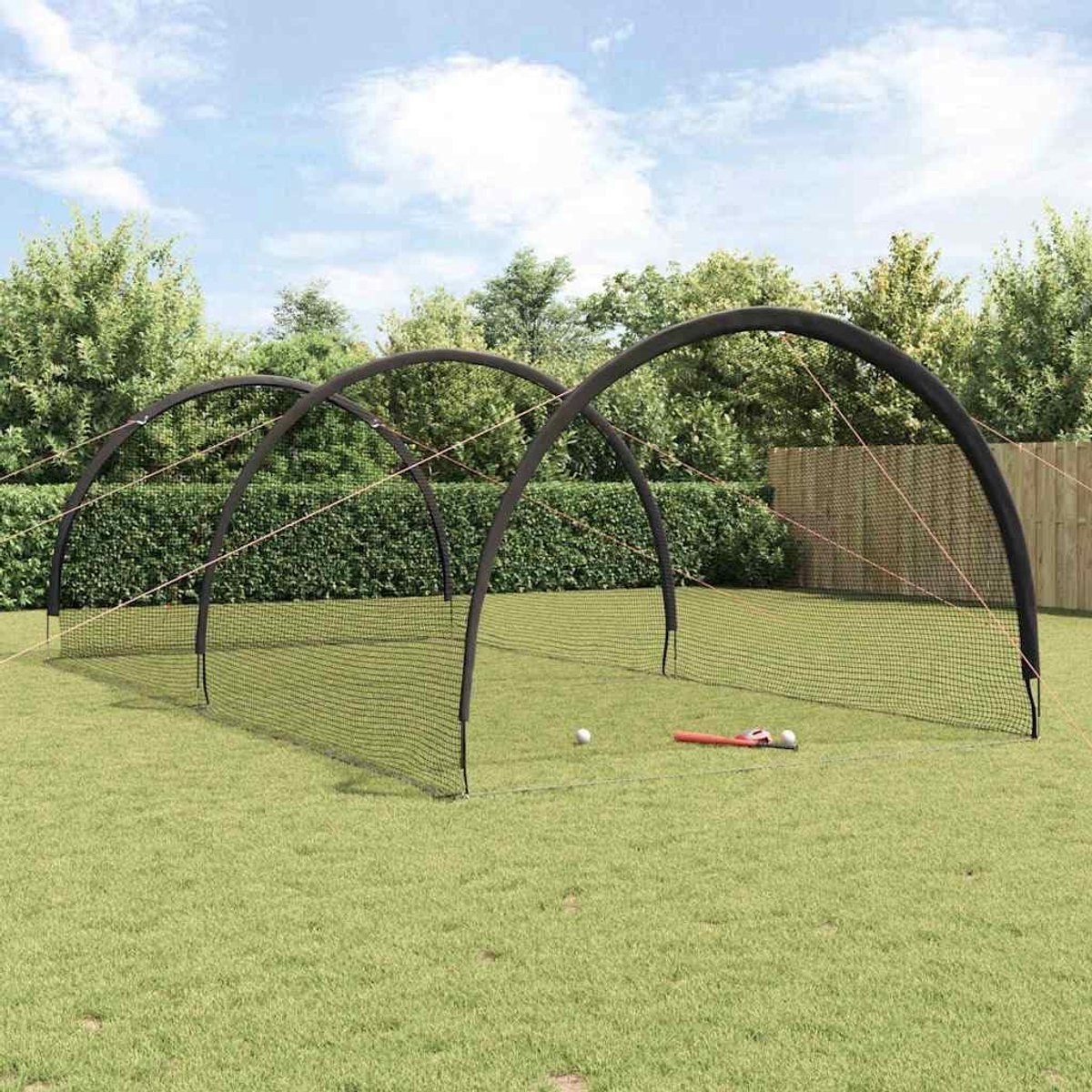 Slagkooi voor buiten, Batting Cage 702 x 369,5 x 243,5 cm, polyester sportnet voor slagtraining, inclusief draagtas