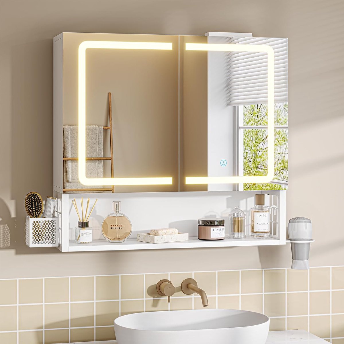 Spiegelkast Badkamer met Verlichting, Badkamerkast met Spiegel