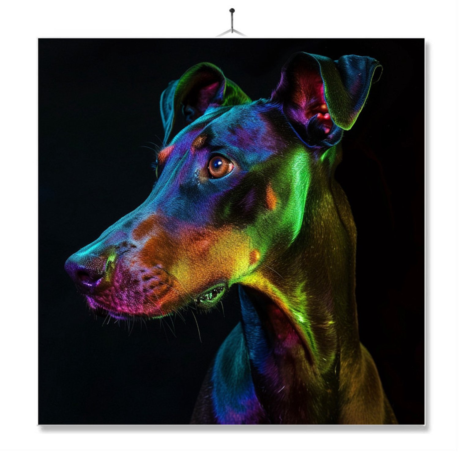 MC Living Tegel Met Opdruk | Geschenk | Dier | Regenboog | HD | Dobermann Ontwerp 2