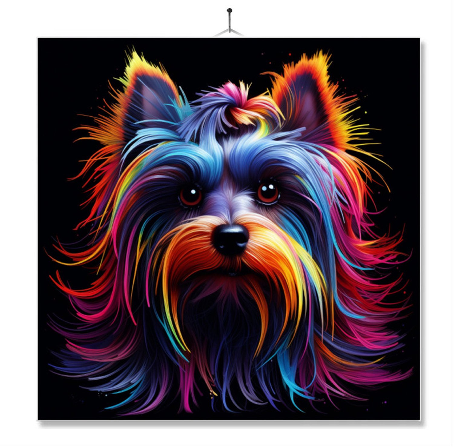 MC Living Tegel Met Opdruk | Geschenk | Dier | Neon Kleuren | Art | Yorkshire Terrier ontwerp 3