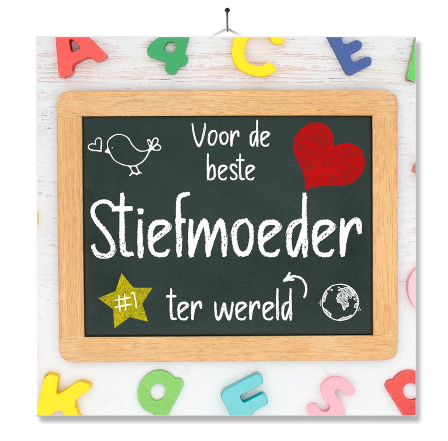MC Living Tegel Met Opdruk | Verjaardag kado | Toilet WC | Voor de beste stiefmoeder ter wereld Ontwerp 1
