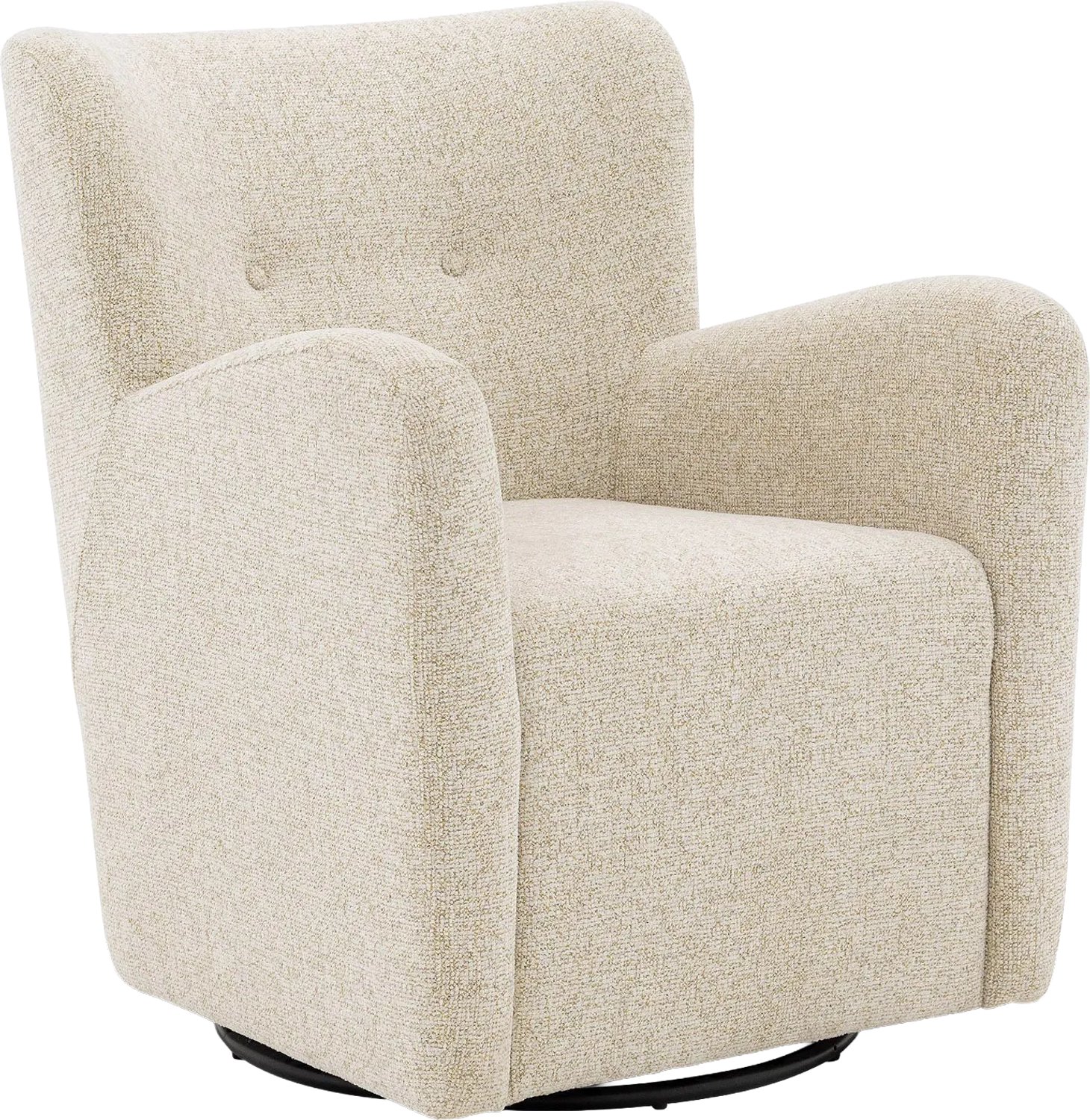 Goossens Draaifauteuil Brownie - Stof - Wit - Draaibaar - Met Armleuning