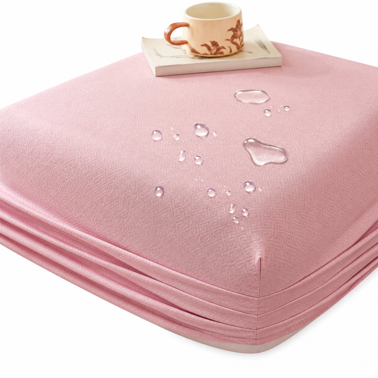 SWGOTA Waterdicht hoeslaken 198 x 203 cm - Rozenroze geborstelde stof - Voor matrassen tot 30 cm hoog - 1 stuk