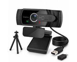 Full HD Webcam met Ruisvrije Microfoon - Incl. Tripod en Webcam Cover - 1080P - Voor Laptop en PC - Windows en Mac