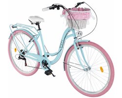 Davi Emma – Stadsfiets – 28 inch – 7 versnellingen – Shimano – V-brake – Lage instap – Blauw/Roze