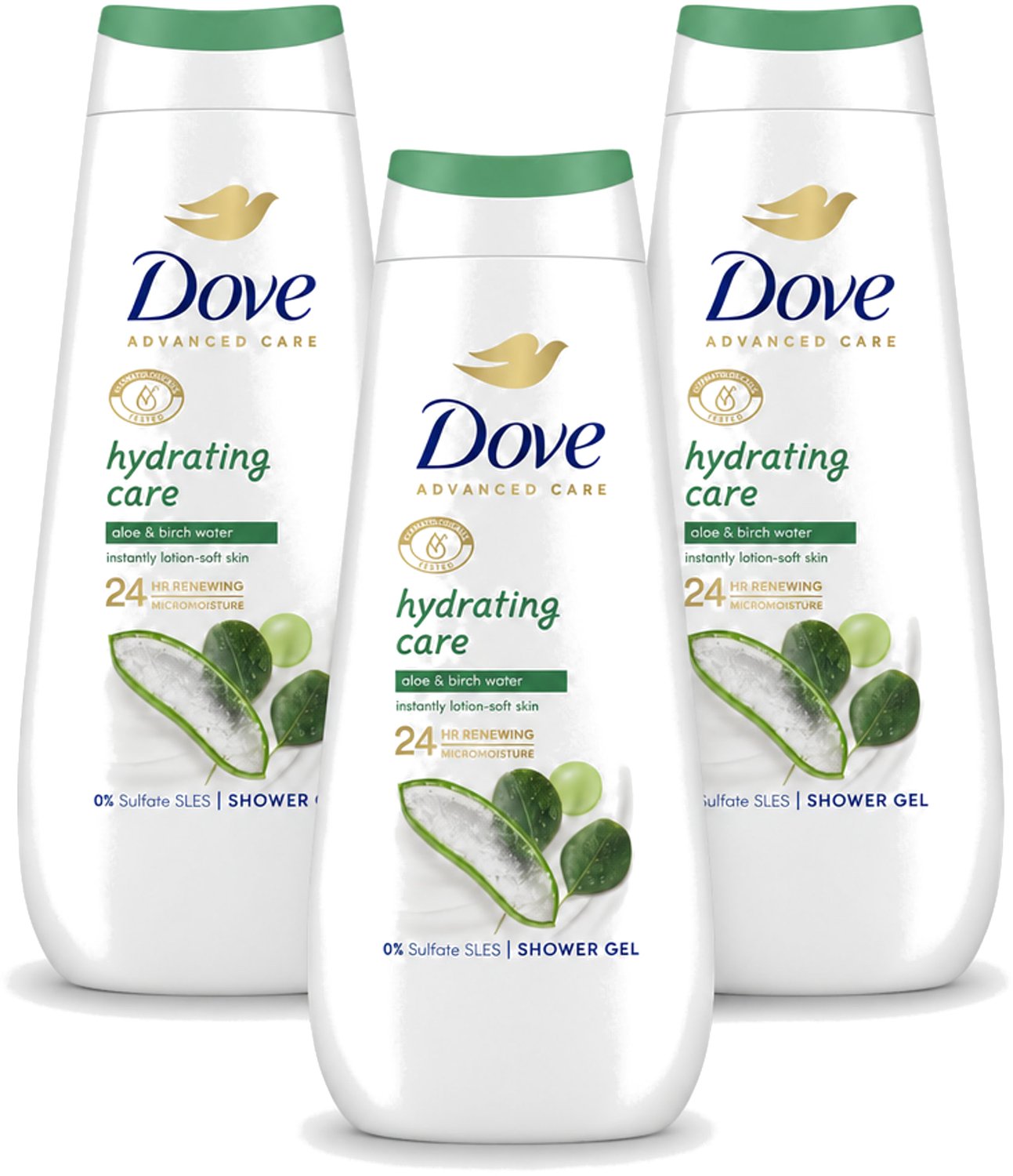 3 x Dove Douchecrème - Hydrating Care - Aloe Vera - 400 ml - Voordeelverpakking - 3 stuks