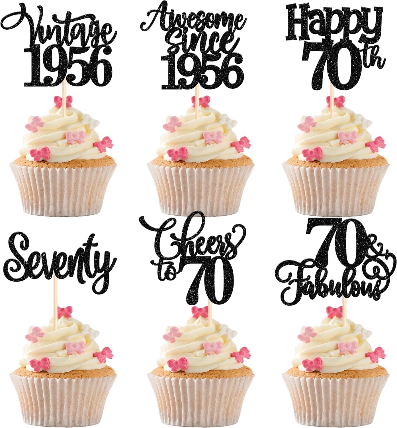 30 Cupcaketoppers voor 70e verjaardag