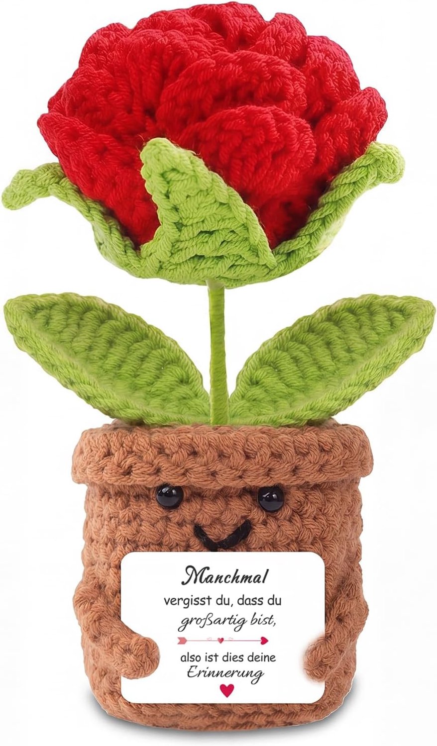 Geschenk voor vrouwen, verjaardag, handgehaakt vergeet-mij-niet met kaart, Paasgeschenk