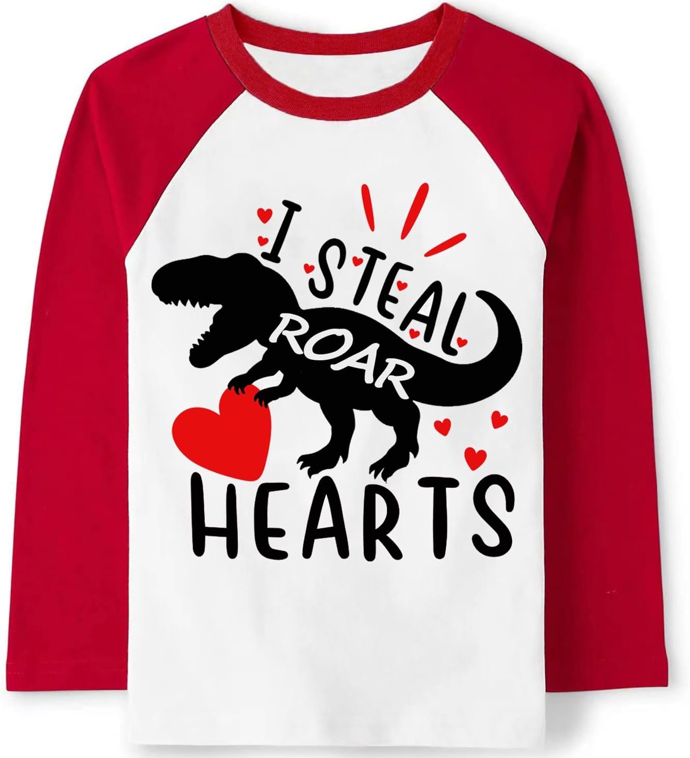 Shirt met dinosaurus, graafmachine en hartjes voor jongens 2-7 jaar