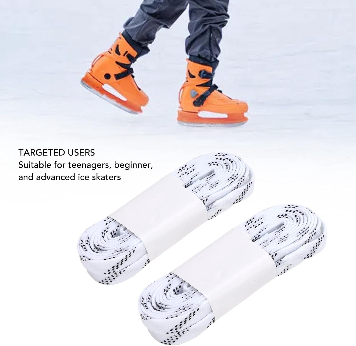 ijshockeyveters 2 paar 220 cm gewaxte polyester-katoenmix geschikt voor schaatsen en rolschaatsen ServiceTopper
