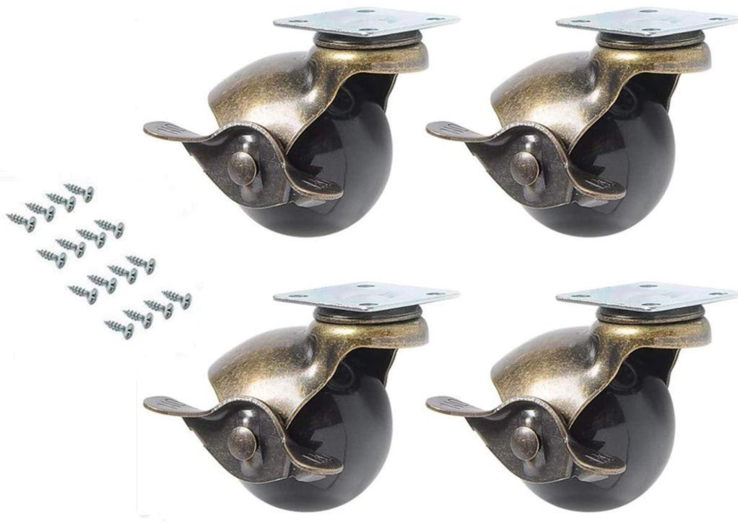 Set van 4 360° Draaiende Zwenkwielen met Rem