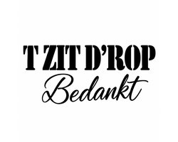 4 stuks sticker cadeau juf tekst set |   'T zit d'rop bedankt | drop pot snoeppot bedanken juffen juffendag meester meesterdag  afscheid einde jaar schooljaar groep klas  Juffendag cadeau  Einde schooljaar   juf