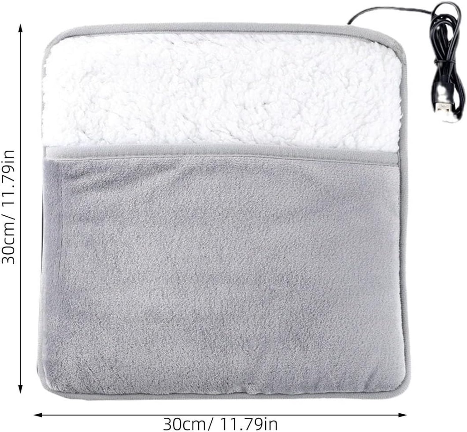 Elektrische Voetenzak - fleece voetverwarmer met 3 verwarmingsstanden en timer - snel verwarmd automatisch uitschakelen - voor koude voeten op de bank slaapkamer kantoor onder het bureau - winter herfst cadeau senioren - USB opladen - 29 * 29 * 2.5cm – foto 2