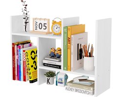 EasyPAG Houten Desk Rack met Verstelbare Boekenkast voor Kantoor en Thuis