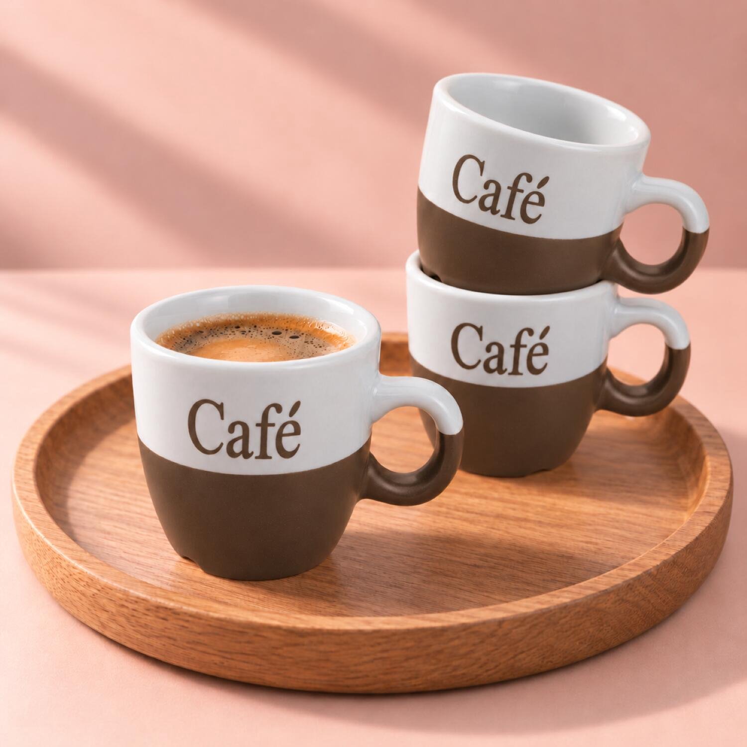 Bellatio Design Koffiekopjes mokken - 4x stuks - wit/lichtbruin - keramiek - 150 ml - bekers