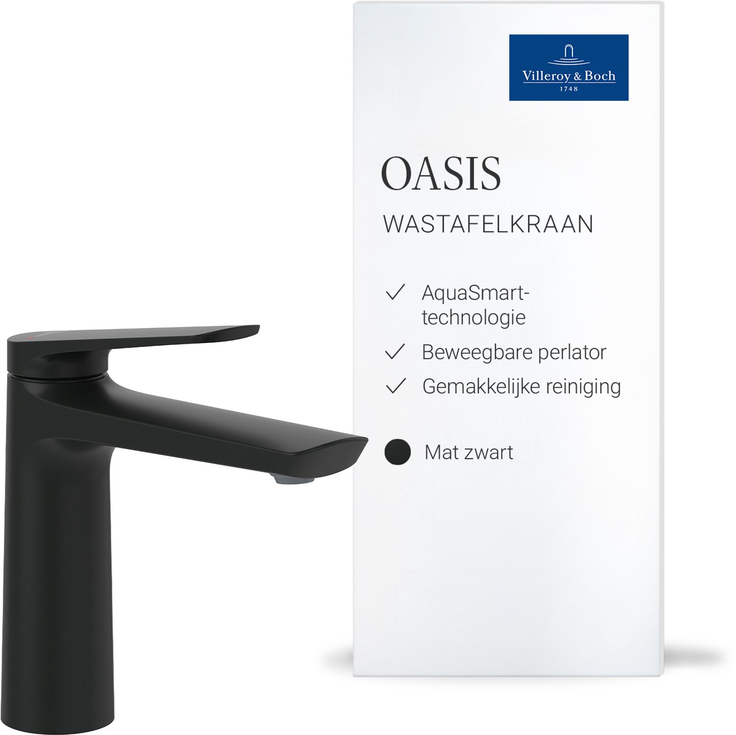 Villeroy & Boch Oasis wastafelkraan, uitloophoogte 114 mm – Matzwart