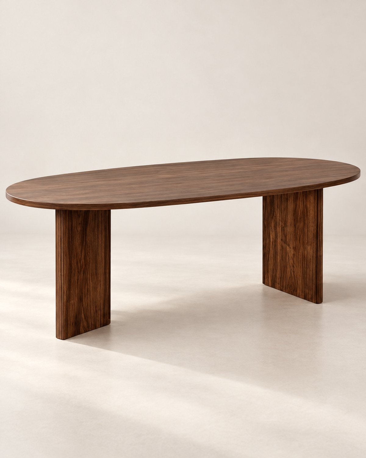 Japandi Eettafel 200 cm Bruin – Ovale Eetkamertafel met Melamine Afwerking – Moderne Japanse Stijl Eettafel – Minimalistische Design Tafel voor Eetkamer & Woonkamer