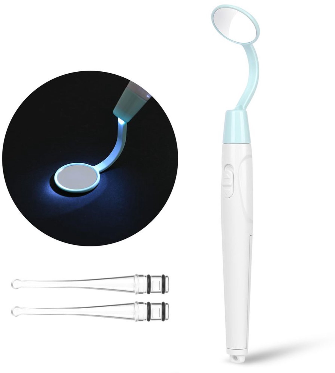 2-in-1 Tandspiegel met LED Licht en Oorlepels