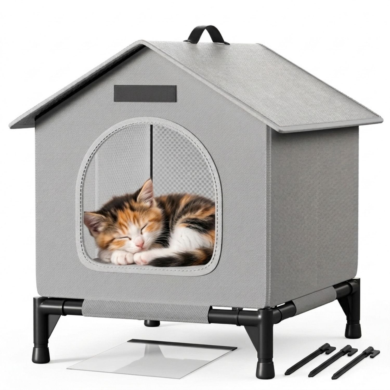 Kattenhuis voor Buiten - Kattenhok - Kattenbench - 34x40x47cm - Grijs