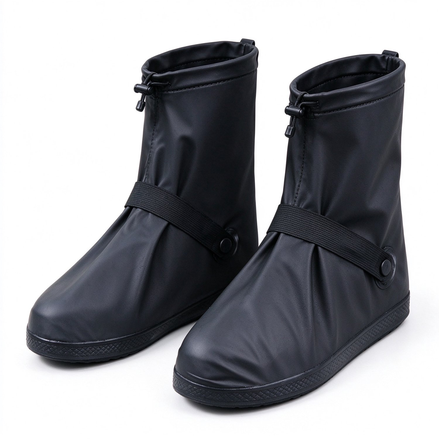 Lifhelpe Regenaccessoires - Waterdichte overschoenen - Ritssluiting, trekkoord en snap sluiting, antislip - Herbruikbare schoenbeschermers maat XL 43-45 - Geschikt voor fiets en scooter, zwart