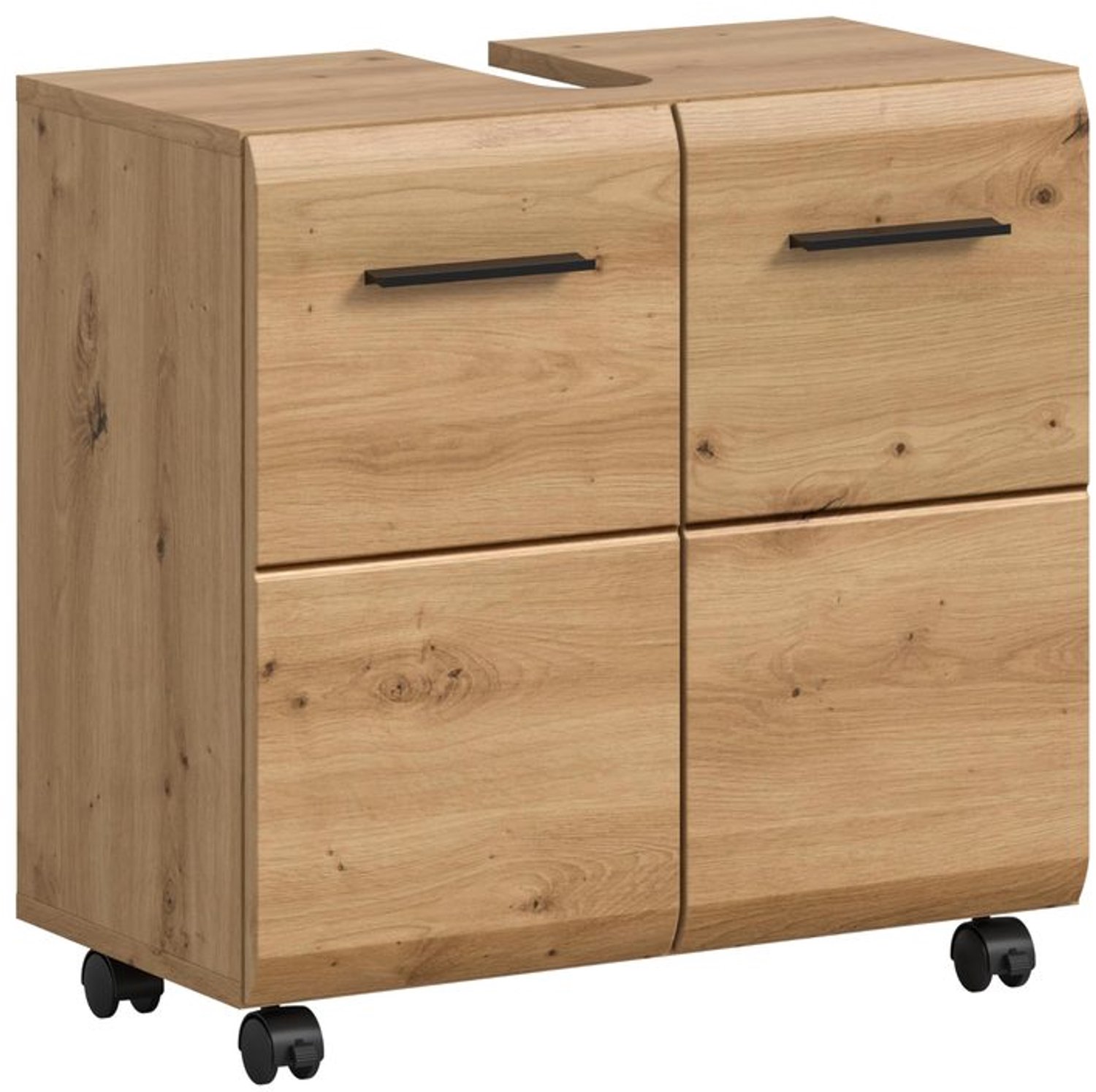 Wasbakmeubel op Wielen in Artisan Eiken met 2 Deuren