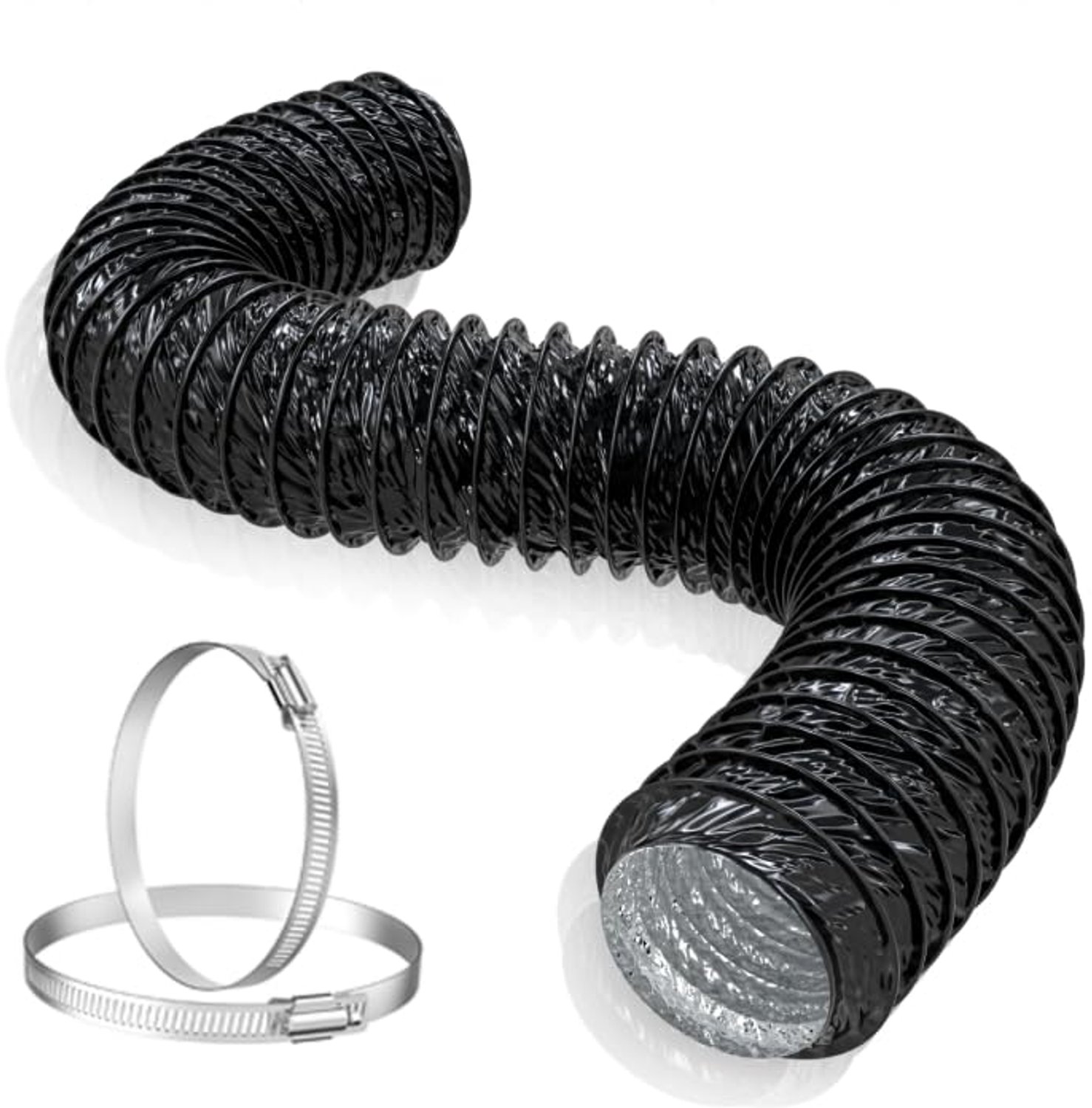 Flexibele PVC Slang 100 mm tot 2.5 m met Slangklemmen