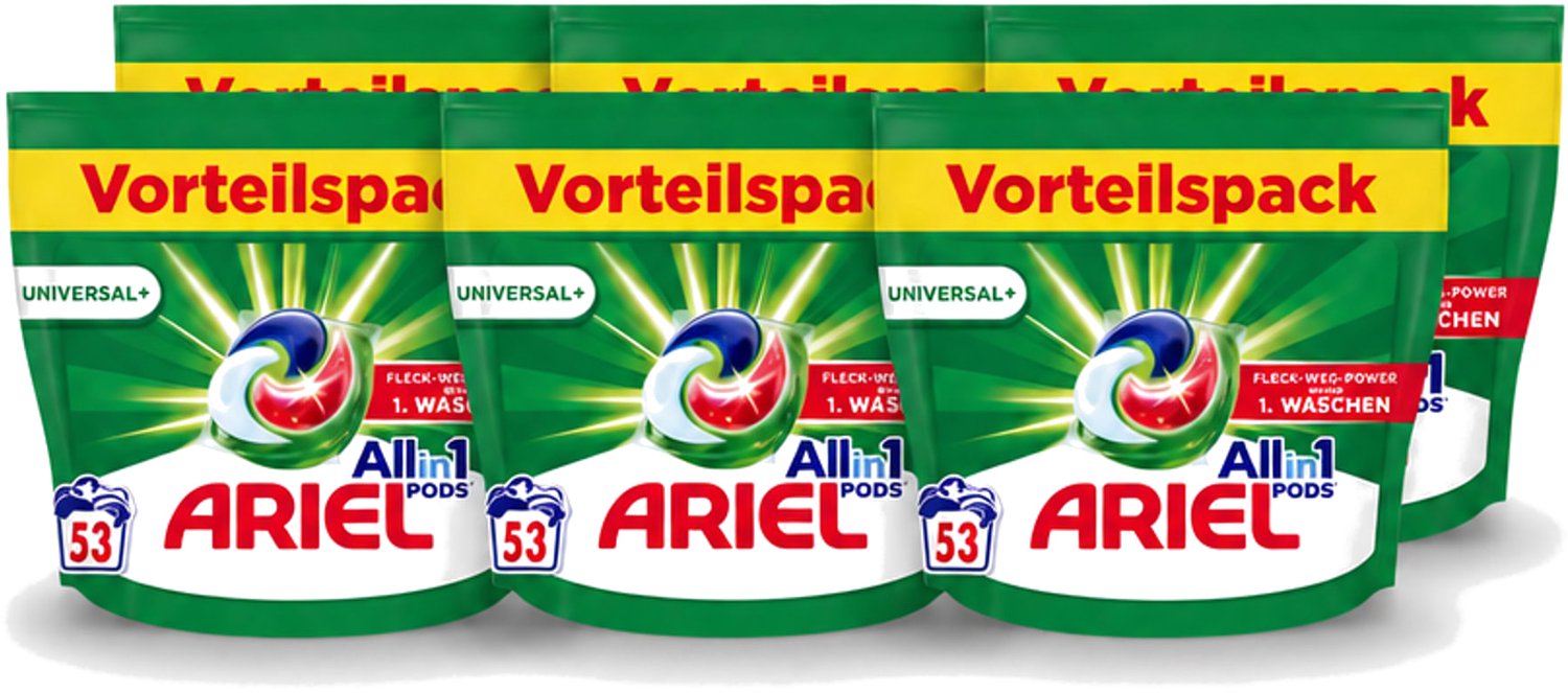 6 x Ariel – Pods All-in-1 – Original – 53 wasbeurten - Voordeelverpakking - 6 stuks