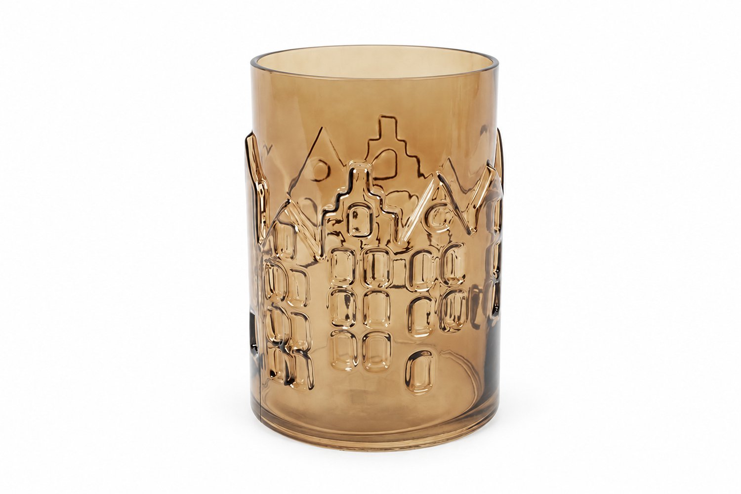 Countryfield windlicht glas huisjes 13x16cm bruin