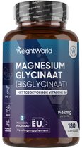 WeightWorld Magnesium Bisglycinaat capsules - 1420 mg - 3 maanden voorraad - Met Vitamine B6 - Gemaakt in de EU - Vegan