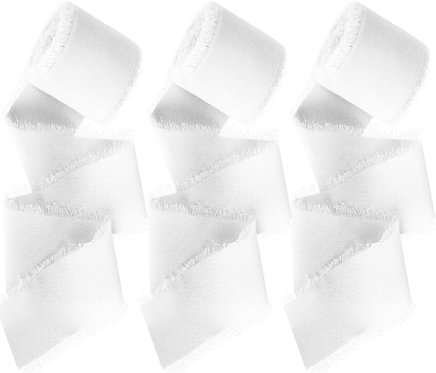 Lint, 3 rollen chiffon lint, fransenlint voor bruiloft, boeket, cadeauverpakking