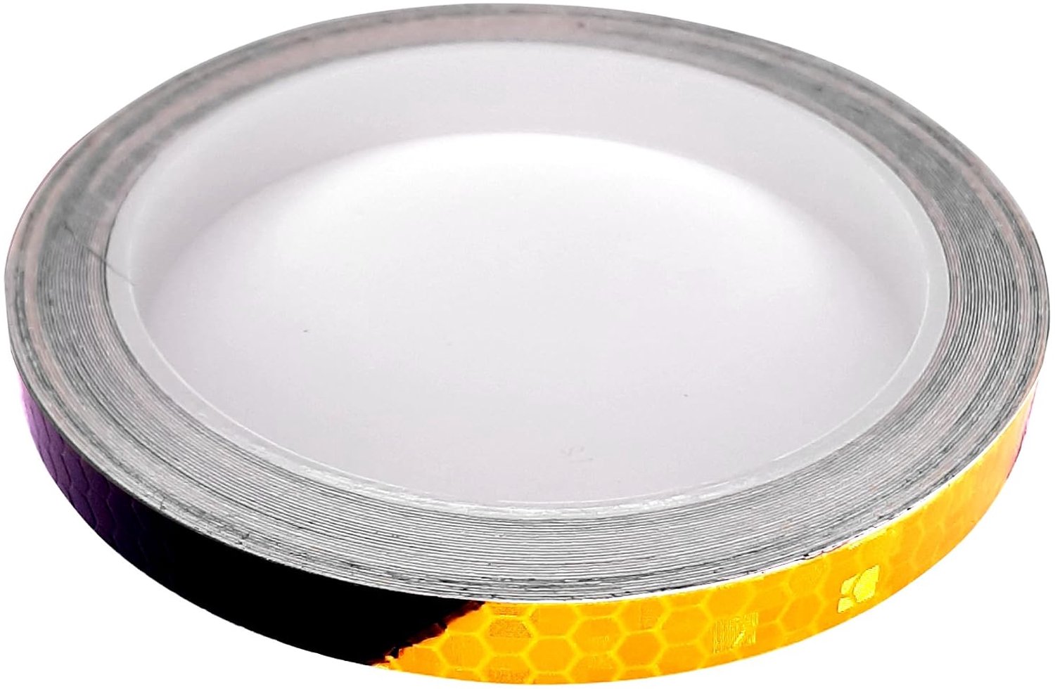 reflecterende tape 10 mm - zwart en geel - zelfklevend - verbetert zichtbaarheid bij donker weer - m-winkel