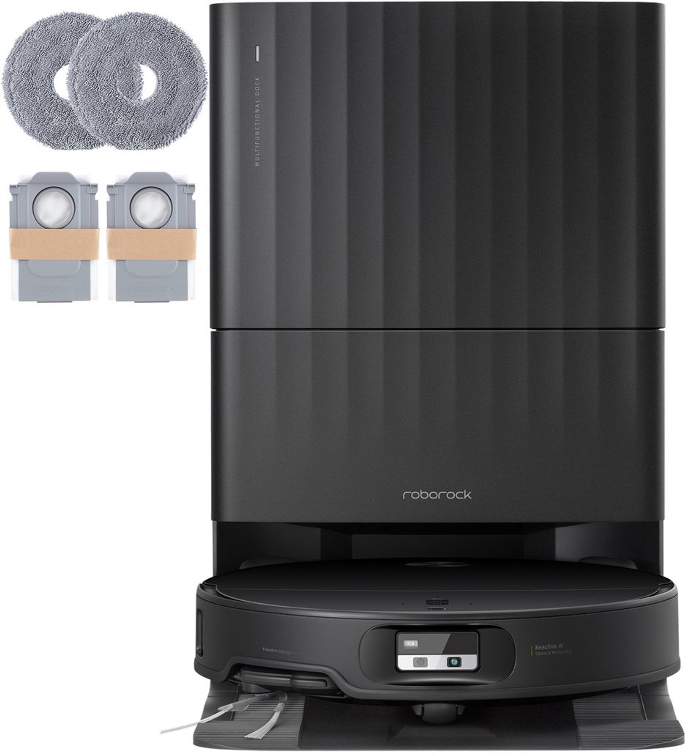 Roborock Qrevo Edge 2 Set-robotstofzuiger met dweilfunctie-25.000 Pa-7,98 cm ultraslank-12 mm dweilheffing-80°C warmwatermopwas& zelfreinigend station-FlexiArm-RetractSense navigatie-dubbel anti-klitssysteem-reactieve AI & Roborock app-bediening