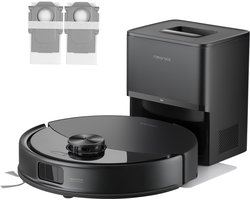 Roborock Q10 S5+ Set Robotstofzuiger en Dweil met Zelflediging-Zuigkracht van 10000 Pa-Vibrerende dweilpads-Handsfree Reinigen tot 7 Weken-Dubbel Anti-klitontwerp-Automatisch dweilen-Obstakelvermijding-Zwart-S8 Plus Upgrade-2 stofzakken