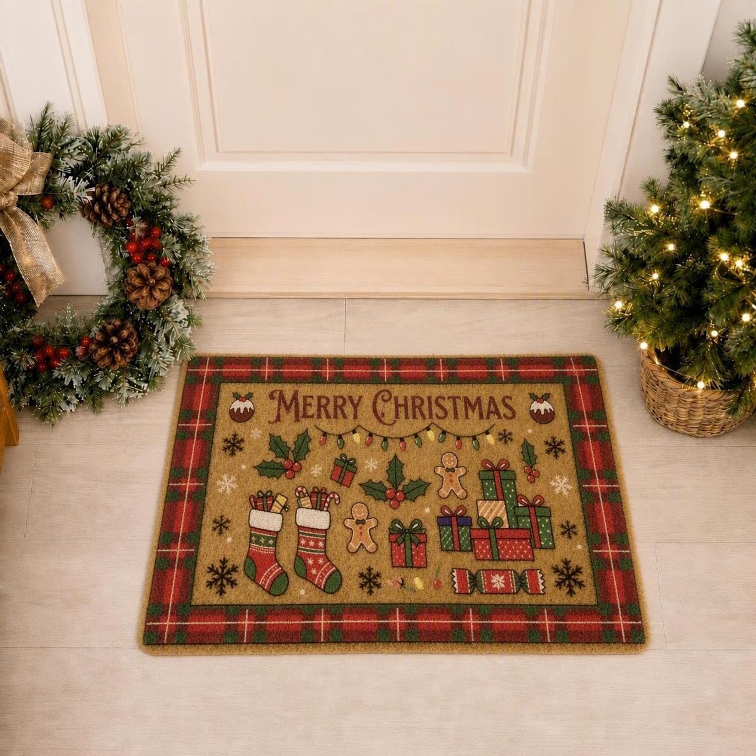 Kerstmat voor binnen en buiten, antislip, vuilafstotend