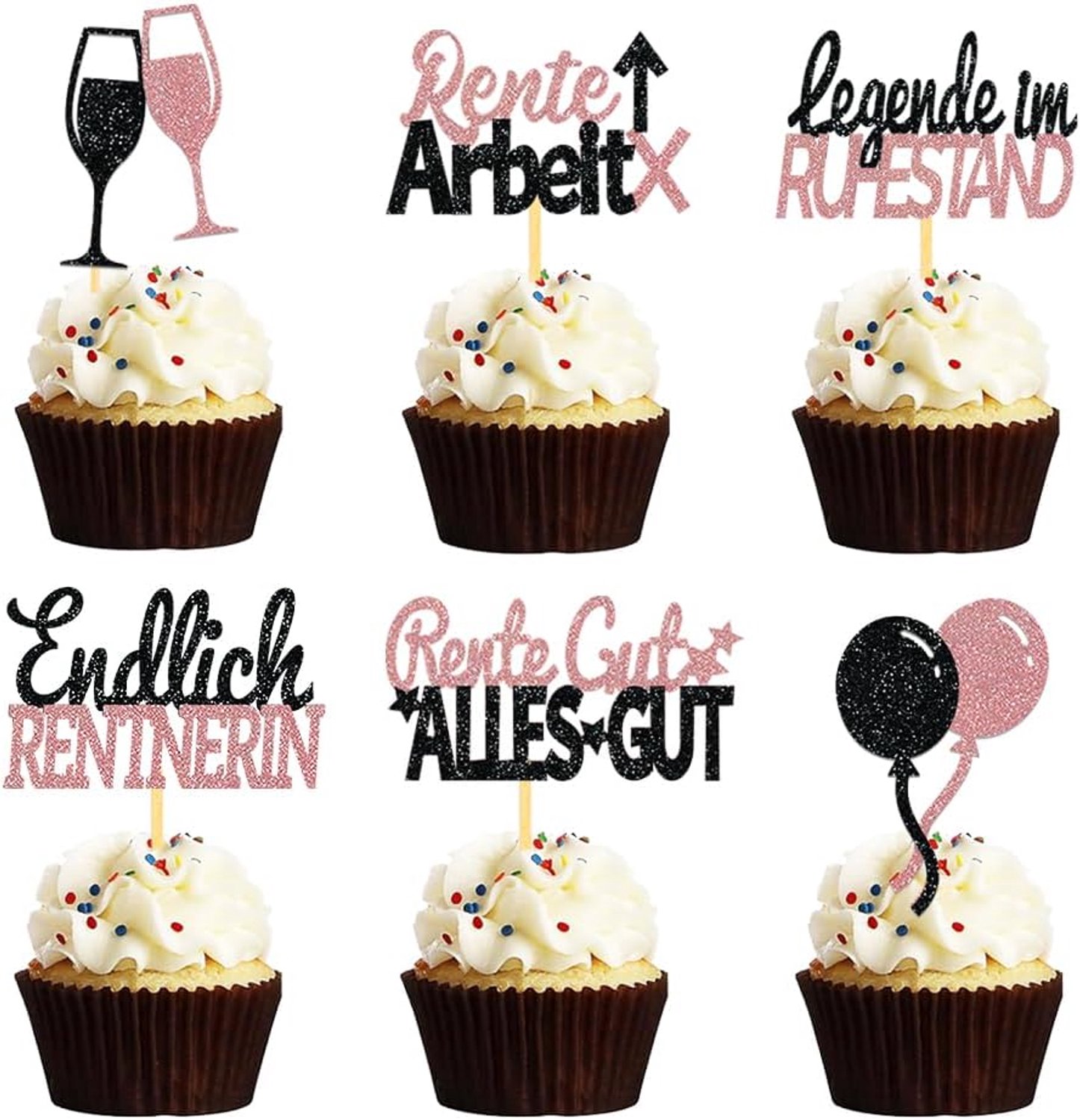 24 Stuks Glitter Rente Cupcaketoppers