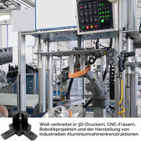 Eckverbinder voor aluminium profielen, 4 stuks, 3-weg, voor 6 mm T-slot — afbeelding 3
