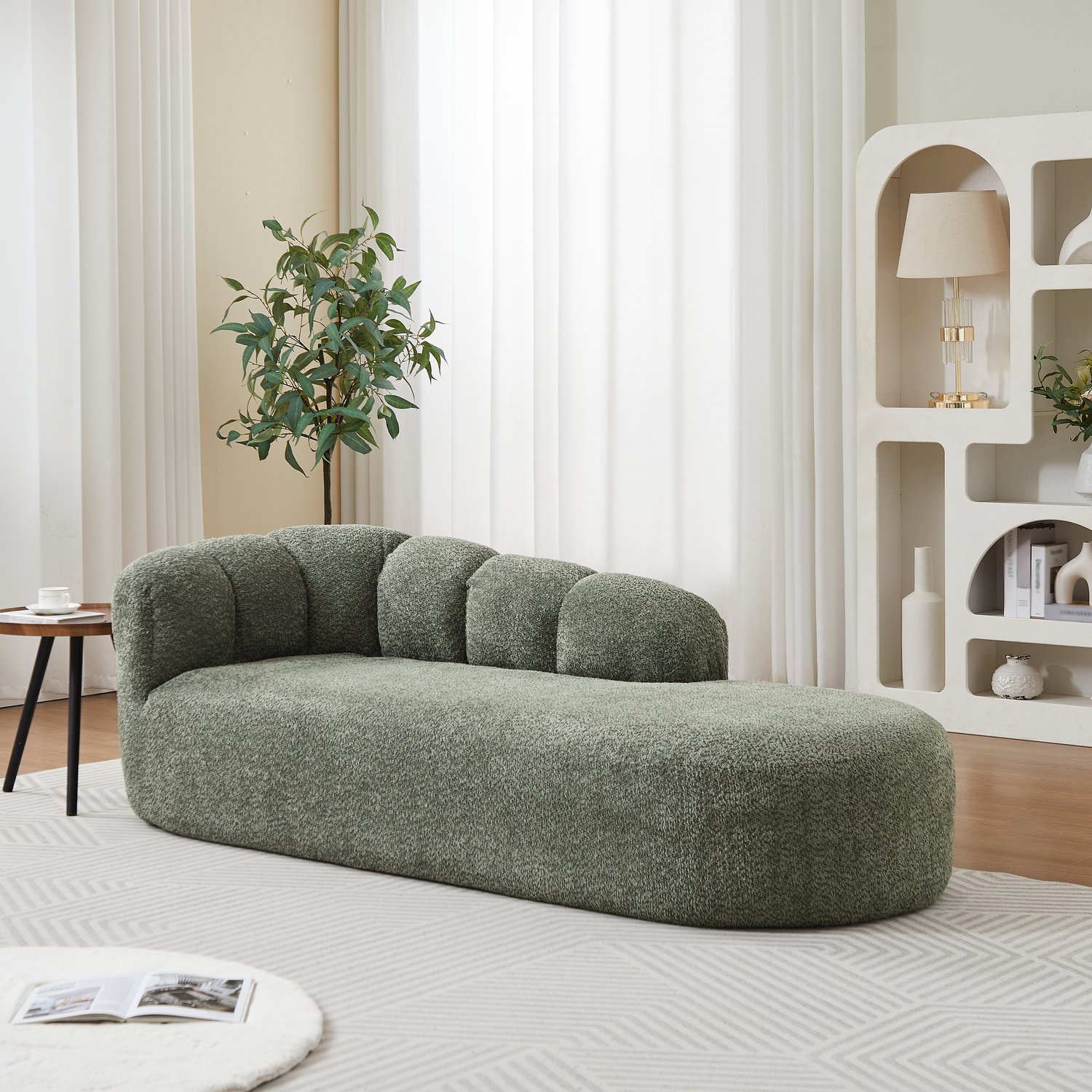 CHICFURN Chaise longue - Zonder armleuningen - Gebogen ontwerp - Groen
