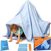 Fort Bouwpakket XL + Kleden & Knijpers - 122 Onderdelen - Incl. Opbergzak & E-book - Speeltent - Educatief Speelgoed - Bouwspeelgoed - Hut Bouwen