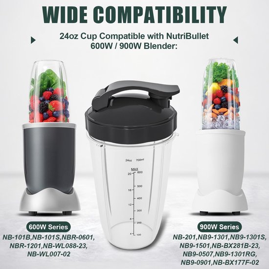 Blenderbeker - 700 ml - BPA-vrij - Met To-Go deksel — afbeelding 3
