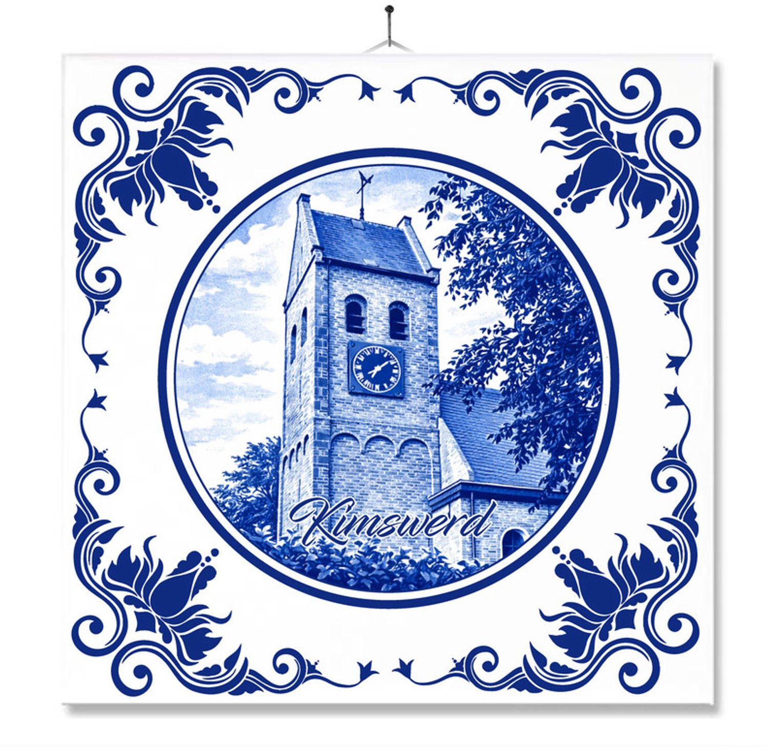 MC Living Tegel Met Opdruk | Kimswerd | Delft Blauw | Cadeau | Inclusief Geschenkdoos | Standaard | Ophangsysteem Ontwerp 2