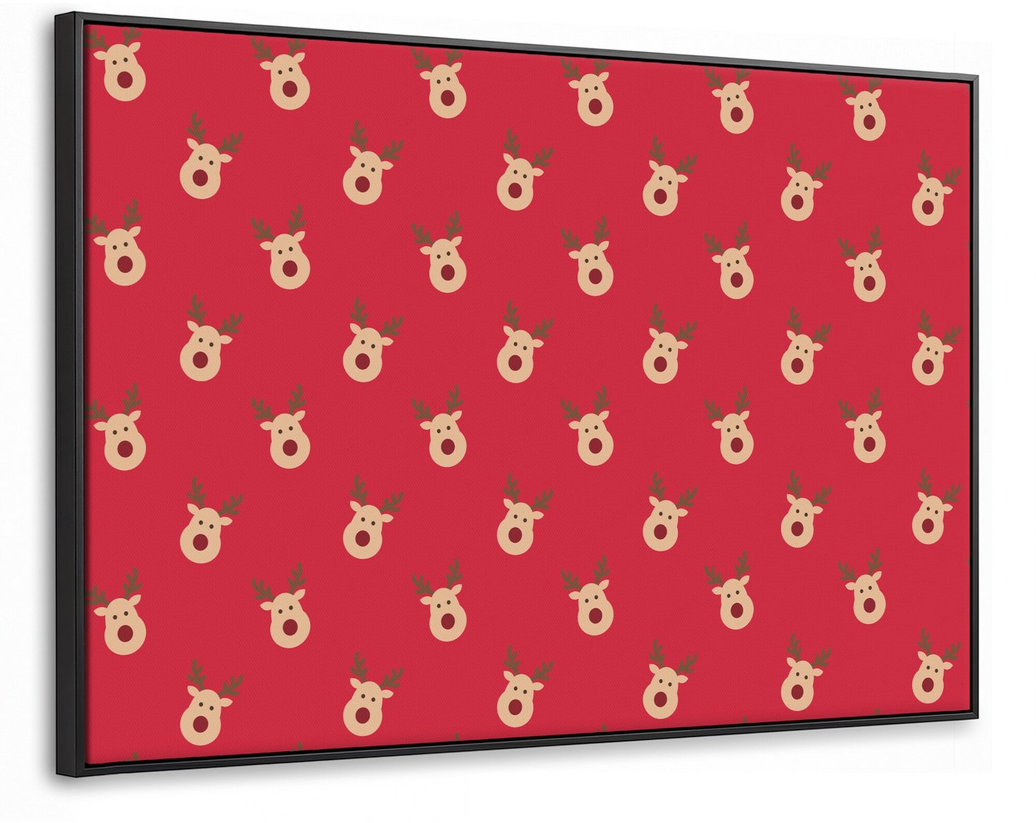 Canvas Schilderij met Baklijst XXL Canvas Schilderij met Baklijst 150x100cm - Rendieren - Kerst - Rood - Muurdecoratie woonkamer - Slaapkamer decoratie - Kamer accessoires - Schilderijen op canvas met lijst groot