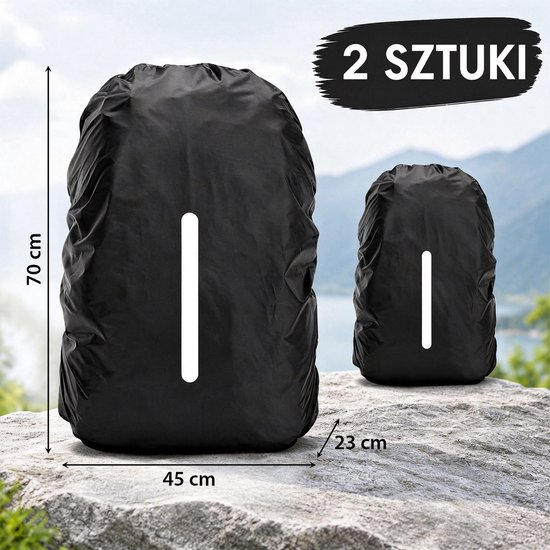 2 stuks - Reflecterende Rugzakhoes - Waterdichte Polyester Rugzak Regenhoes - Rugzakbeschermhoes voor Wandelen-Fietsen-Klimmen