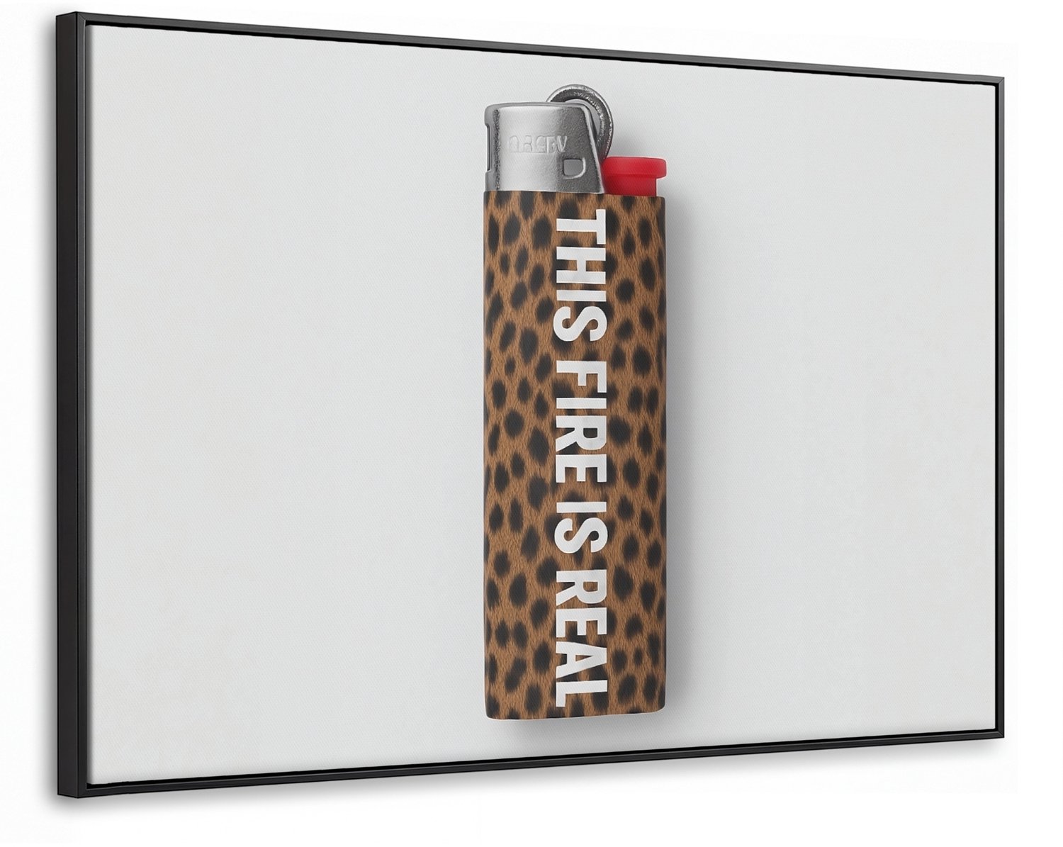Canvas Schilderij met Baklijst 90x60cm - Aansteker - Quote - Panterprint - Muurdecoratie woonkamer - Slaapkamer decoratie - Kamer accessoires - Schilderijen op canvas met lijst