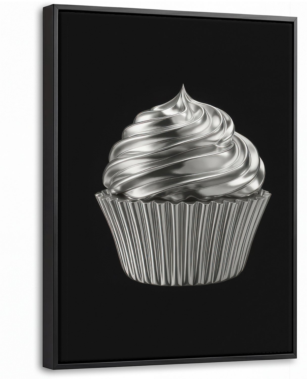 Canvas Schilderij met Baklijst 30x40cm - Cupcake - Luxueus - Zilver - Muurdecoratie woonkamer - Slaapkamer decoratie - Kamer accessoires - Schilderijen op canvas met lijst